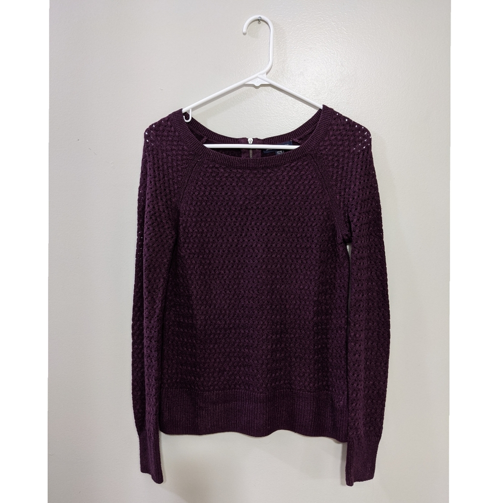 American Eagle Cable Knit Plum Sweater